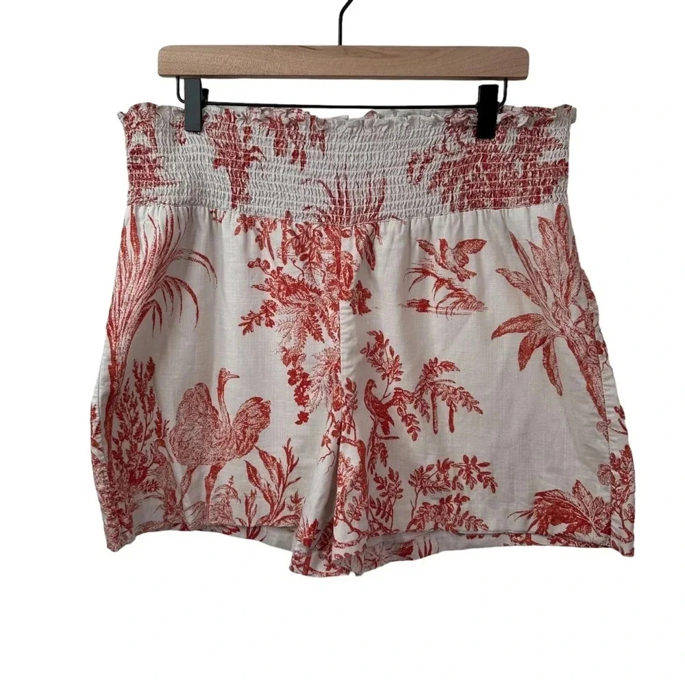 SACHIN AND BABI VIVI Deep orange/ivory toile print shorts size XL - Picture 2 of 5